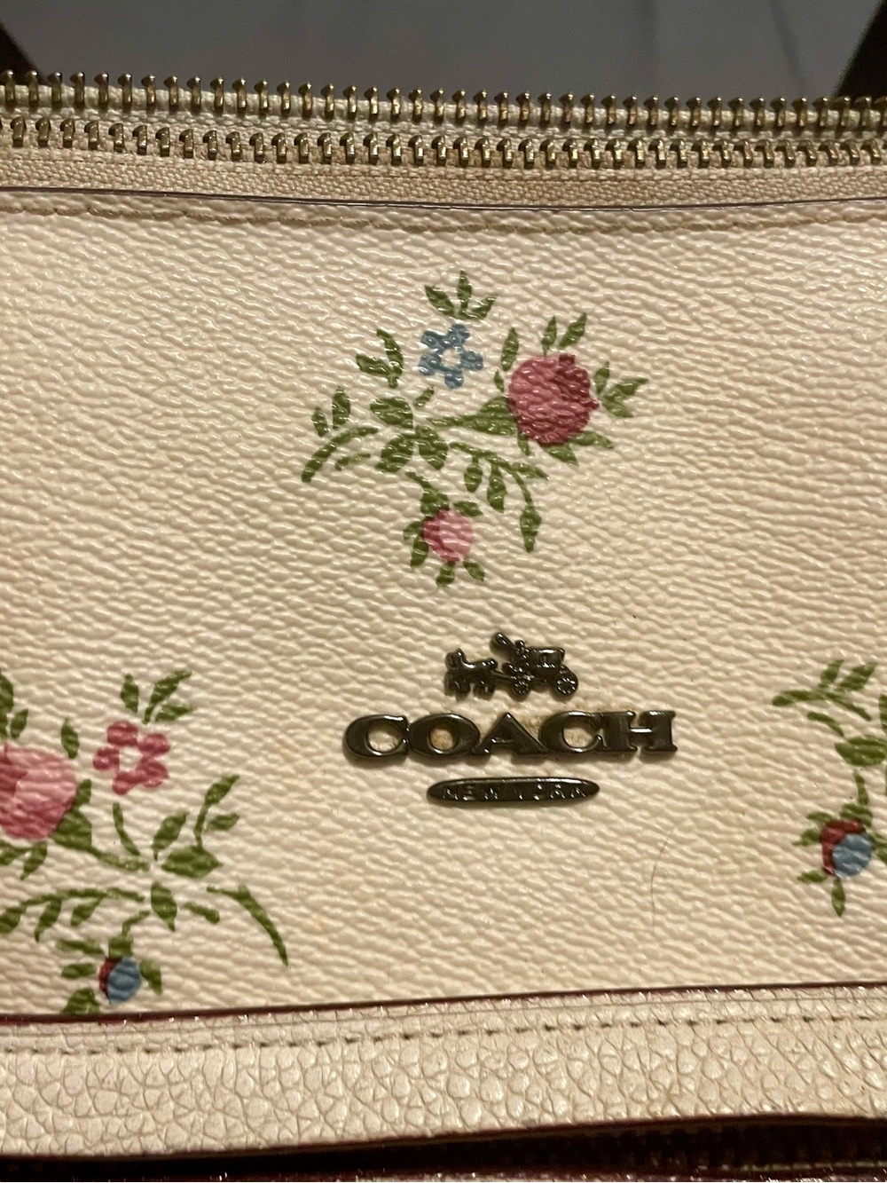 Coach Tote Bag in Cream with Pink Floral Print - Picture 6 of 16
